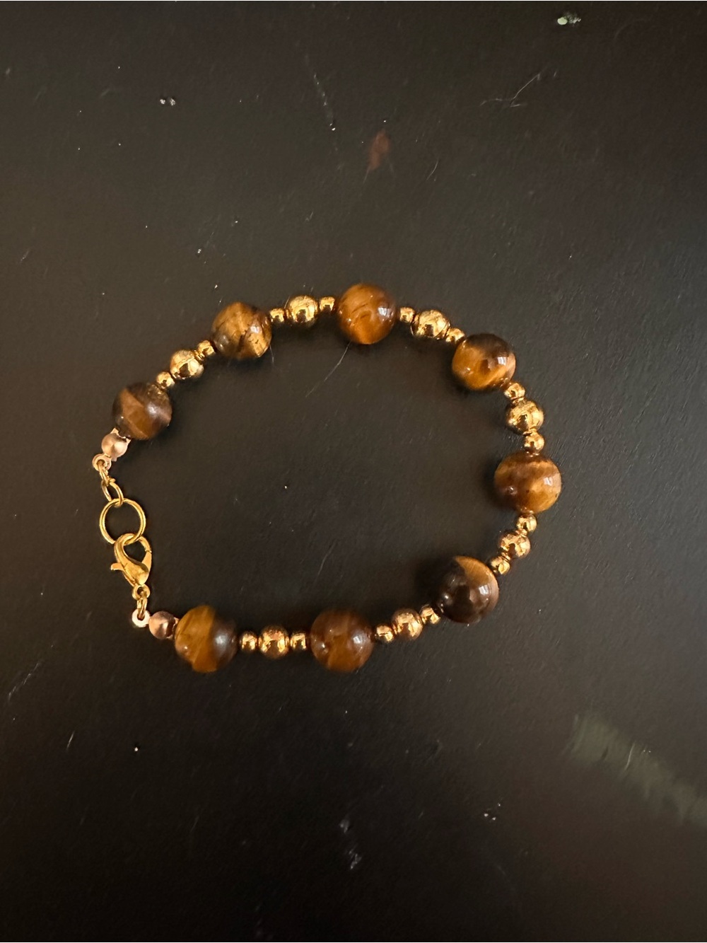 Gold and Brown Tiger Eye Bead Bracelet - Elegant Women’s Bracelet